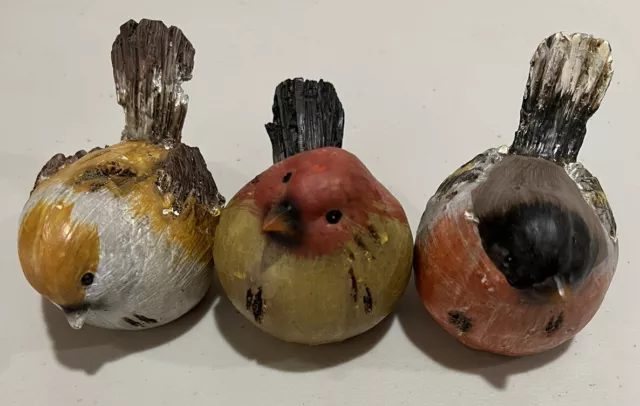 Small Resin Bird Figurines - set of 3 Beautiful Little Birds