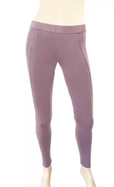 DAVID LERNER Pastel Purple Perforated Pigment Dye Tuxedo Leggings NEW WITH TAGS 2