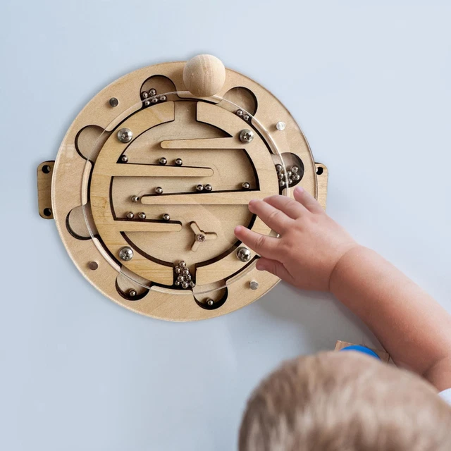 Planche D'activités Montessori 12 En 1 – Bois, 87x34x4,5 Cm, Mural, Avec Labyrinthe Magnétique, Pour Enfants 3-12 Ans