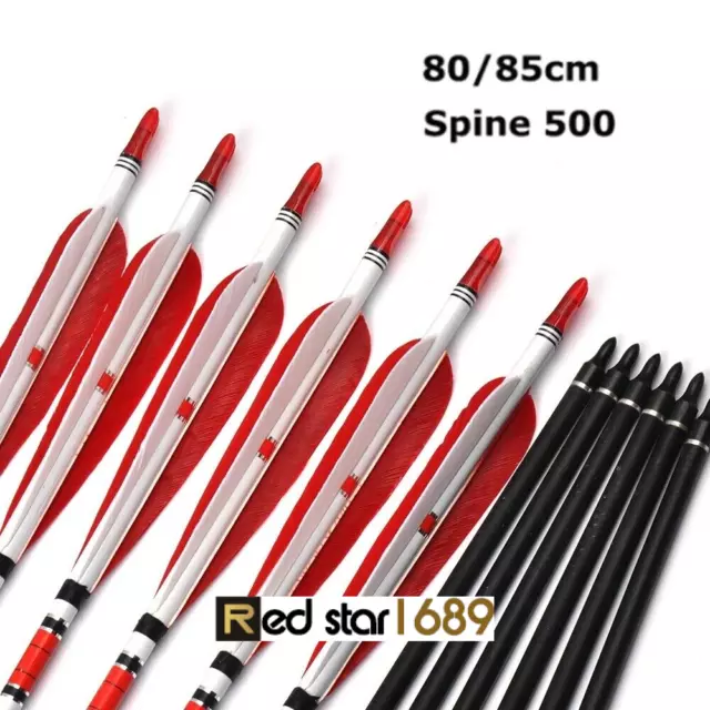 6pcs OD 7.6mm Carbon Arrow  Turkey  Spine 500 Archery for Recurve Bow Hunting