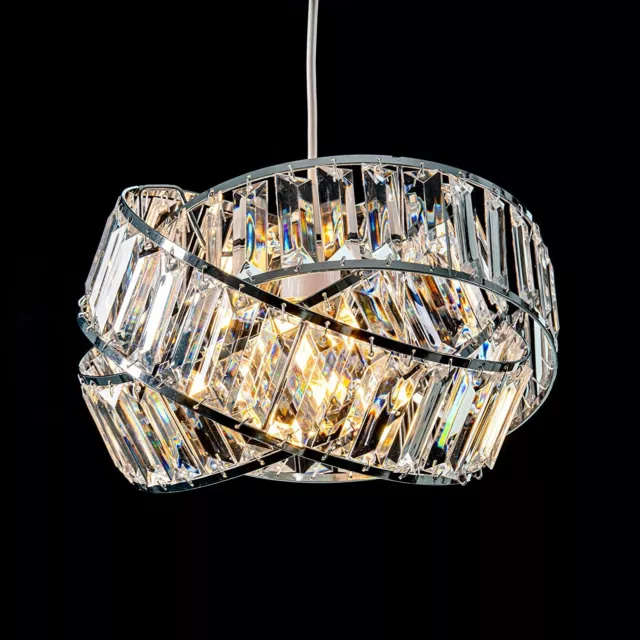 Giggi Chrome Intertwined Ring Ceiling Pendant Acrylic Crystal Modern Light Shade