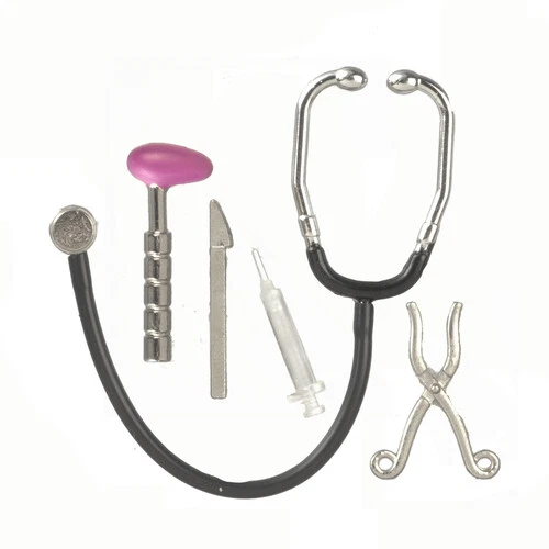 Miniature Dollhouse Doctors Nurses Medical Kit With Stethoscope 1:12 Scale New