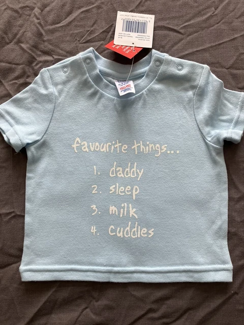 T-shirt Tu Baby Blue Daddy 0-3 mesi nuova con etichette