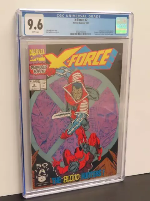 1991 Marvel Comics X-Force #2 #9/91 CGC 9.6 Deadpool Weapon X White Pages