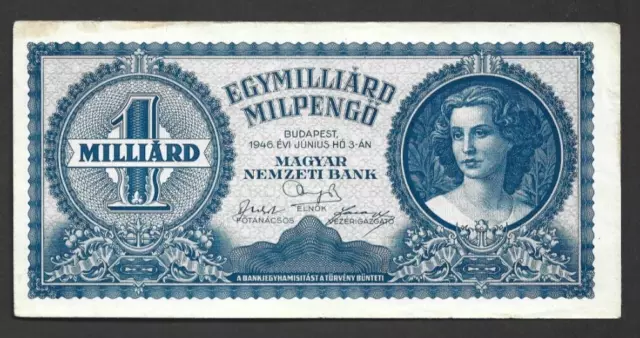 1 000 000 000 Mil/Million/Pengo Vf  Banknote From  Hungary  1946  Pick-131