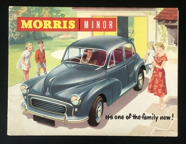 1955 Morris Minor Brochure Poster Color Artwork Features Interior Engine Vintage