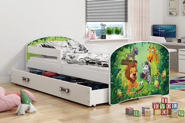Culla 160x80 Letto Cameretta Dei Bambini Letto Gioco Letto per Ragazzo Giungla