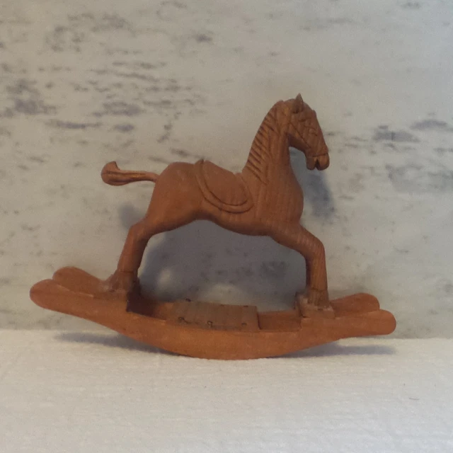 Handcrafted VTG Miniature Wooden Rocking Horse 6.5 inch