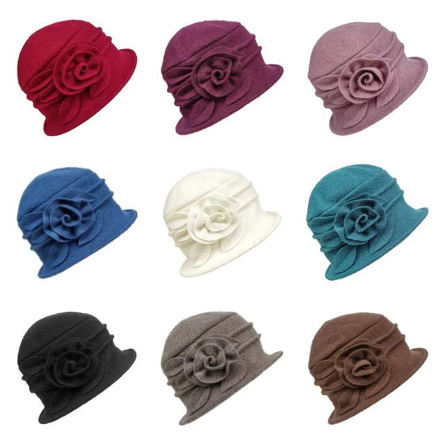 Chapeau Bibi / Béret Féminin En Feutre Avec Fleur Maille - Style Vintage Années 60-90 - Taille Unique - Neuf Avec étiquettes