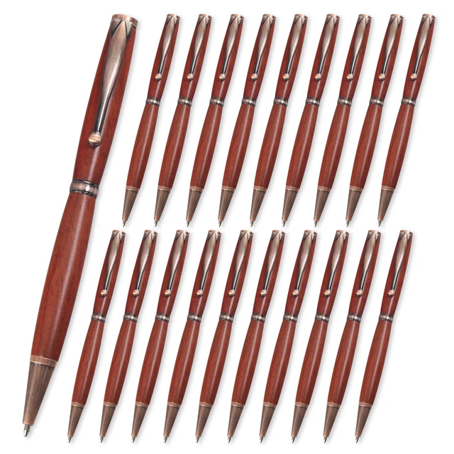 Kit de pluma elegante, acabado antiguo cobre rosa, paquete de 20, torneado de madera heredado