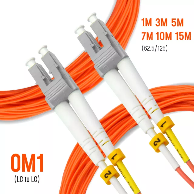 OM1 LC to LC Fiber Optic Patch Cable 62.5/125 Multimode Duplex Orange SC ST 1M