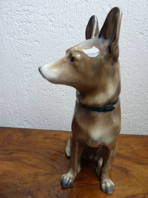 Superbe rare chien EN PORCELAINE DE SAXE KARL ENS Berger Allemand Loup 2