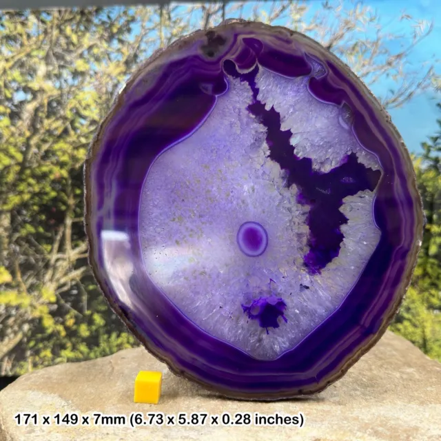 Agate a7 slice crystal, spiritual healing purple stone, certified