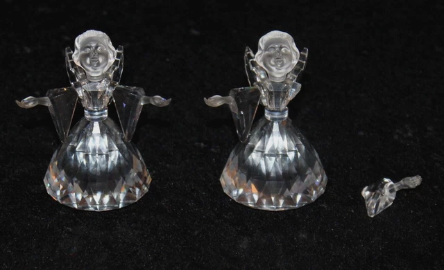 2 Pc SWAROVSKI Crystal Cheerful Times Angel 3 3/4" Figurines #194761 2006