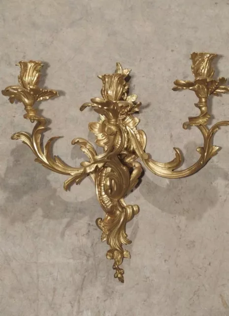 Antique French Louis XV Style Bronze Dore Wall Sconce