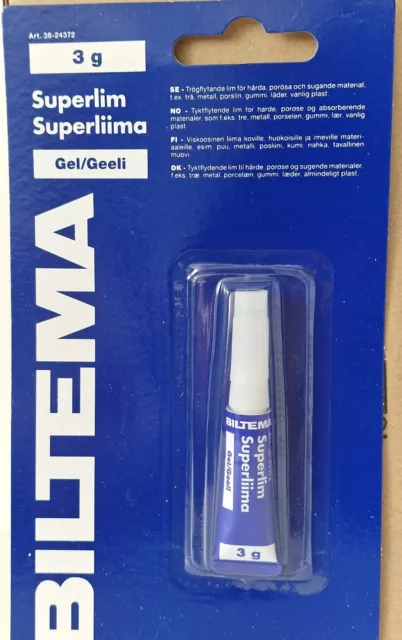 JOB LOT 12 X Biltema  Strong  Super Glue - 3g   -  Brand New Boxed 2