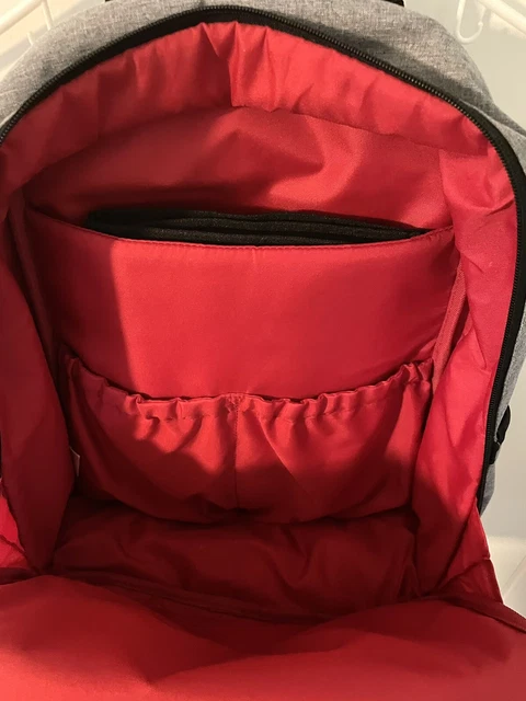 Skip Hop Diaper Bag Travel Backpack Gray With Red Lining 5