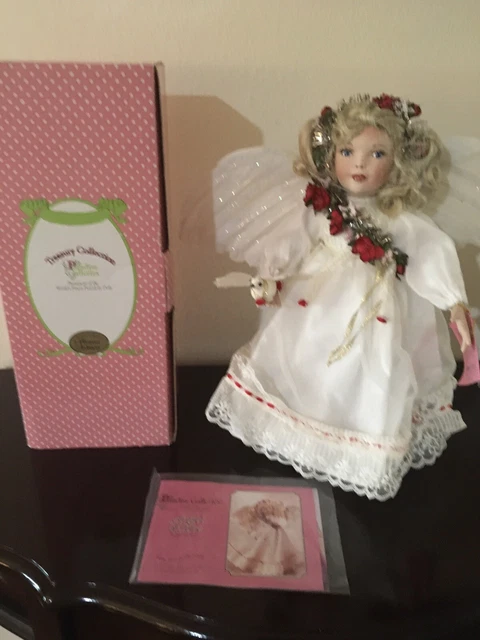 PARADISE GALLERIES TREASURY COLLECTION Premier 14" PORCELAIN DOLL ANGEL OF LOVE