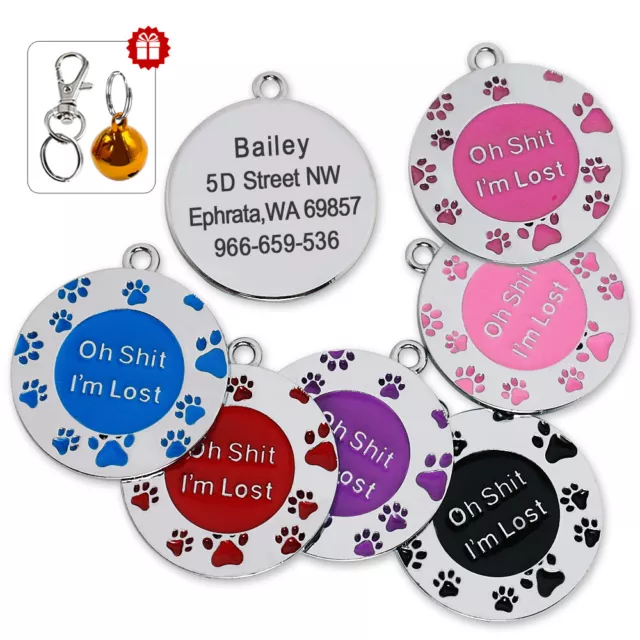 Round Personalized Pet Dog ID Tag Cat Puppy Anti-lost Name Tags Custom Engraved