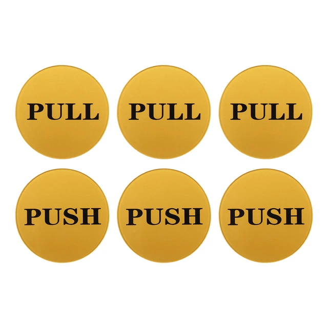 Insegna porta push pull 2,8", 3 paia insegna acrilica autoadesiva tonalità oro/nero