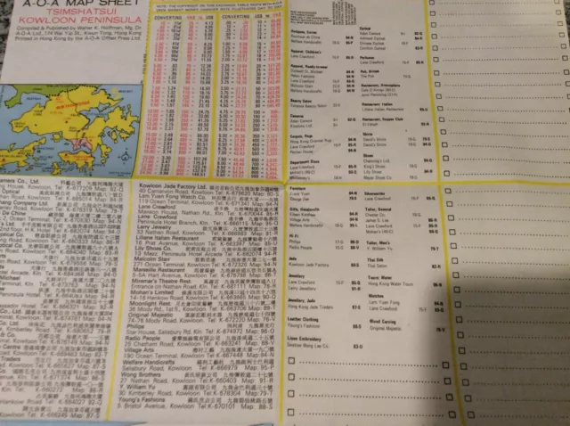 A O A Map Sheet of Hong Kong Kowloon Peninsula Walter K Hoffman 1970's