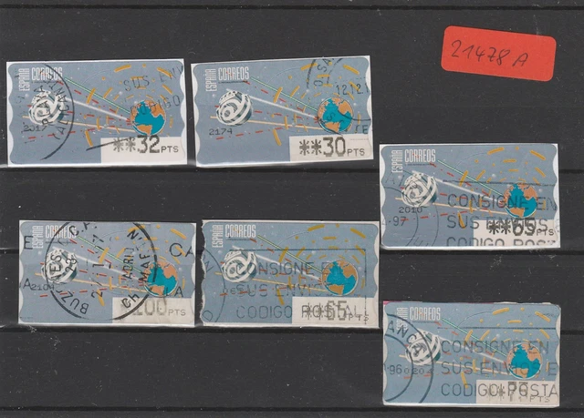 Spanien   Automatenmarken  gestempelt   6x  MiNr. 12,2