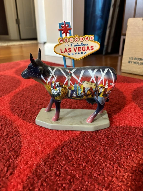 *限定* Welcome To Fabulous Las Vegas Cow Vintage Westland Cow Parade Ceramic Figurine~ #7326