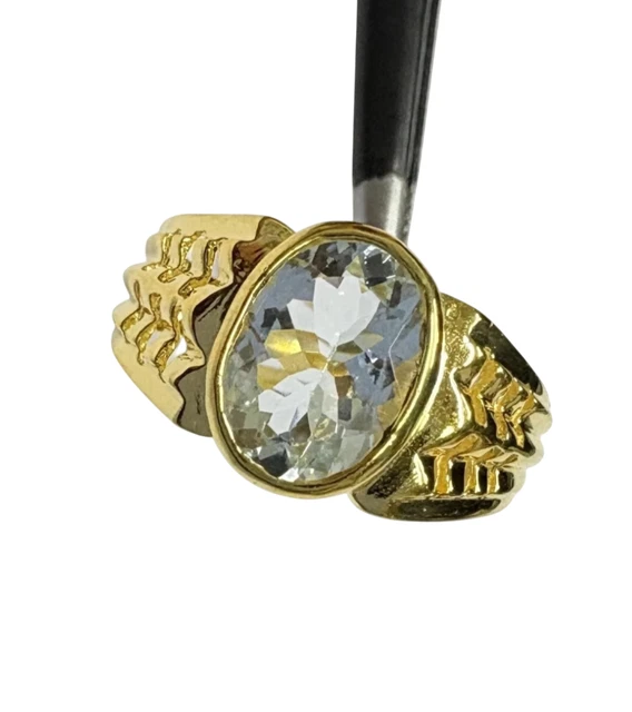 Bague Homme US Navy En Or 14K Avec Topaze Rose - Taille 63 (périmètre 63mm) Ou 34 (diamètre Intérieur) - Neuf Sans Emballage
