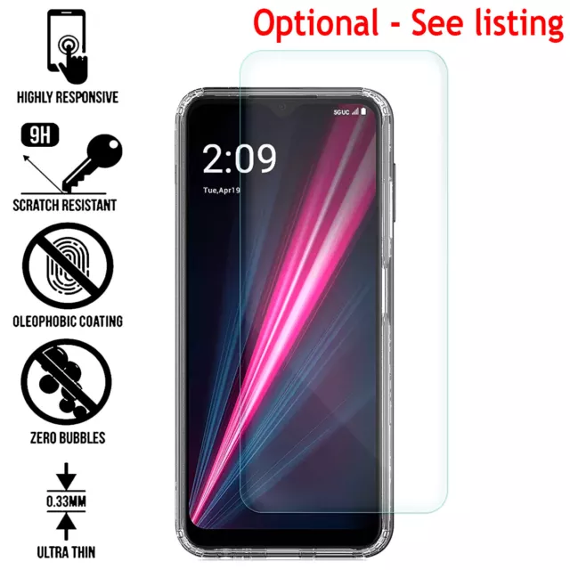 For T-Mobile Revvl 6 6x Pro 5g V+ Plus ShockProof TPU Phone Case+Glass-SKL 2