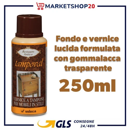 TAMPOVAL Fondo e vernice lucida formulata con gommalacca trasparente DA 250