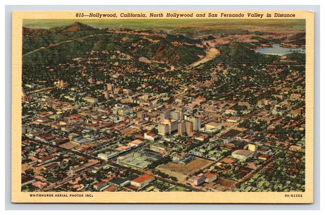 Postcard: CA Aerial View, San Fernando Valley, Hollywood, California - Unposted