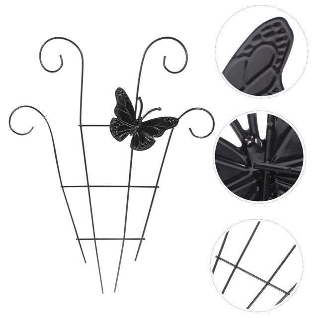 JUKIDS 4 tralicci per piante in vaso da interni, traliccio per piante rampicanti, piccoli tralicci in metallo antiruggine per piante da giardino Hoya in vaso, nero