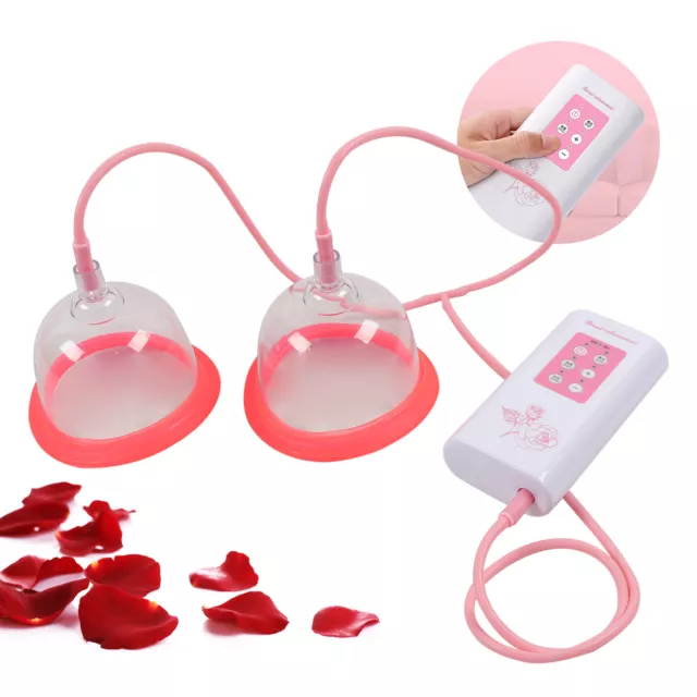 2x Electric B Cup Breast Pump Vacuum Suction Breast Enlarger Enhancer Equipment