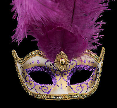 Mask from Venice Colombine IN Feathers Ostrich Lina Purple 1443 VG10 2