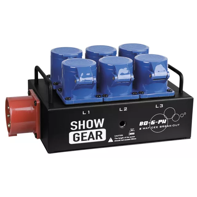 Showtec BO-6-PWC 3 Phase Power Splitter Distro Stage Marquee Theatre 1 to 6 16A