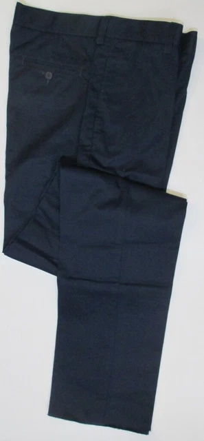 LANDS END Navy School Uniform Plain Chino UNHEMMED Pants Boys 16 Husky NEW