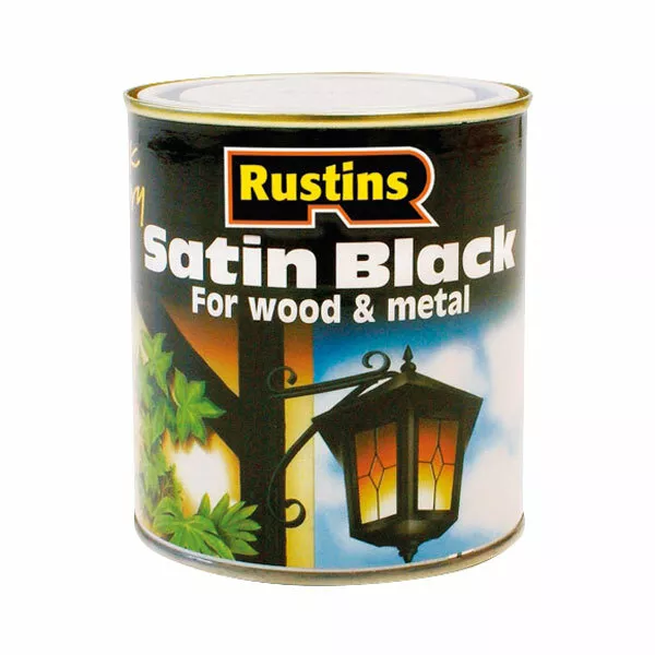 Rustins - Quick Dry Satin Black Paint Wood & Metal - 250ML / 500ML / 1L
