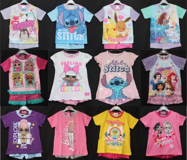 Girls Short PJs /Older Girls Character T-Shirt & Shorts Pyjamas Sizes 4-12 Years