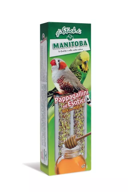 Stick Pappagallini e  Inseparabile Frutta miele 30 GR. Mangime Per Uccelli. MANI