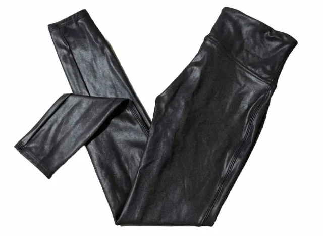 SPANX LEGGINGS PANTS Womens Medium Black Faux Leather 2437 £33.90