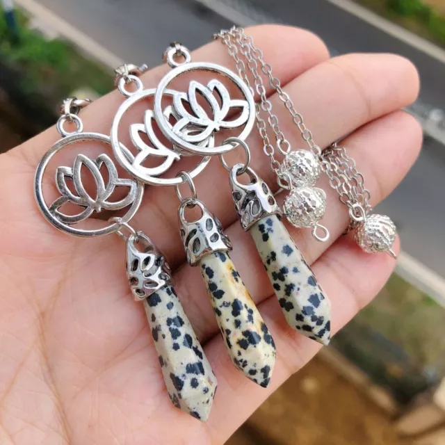 3pcs Speckle Stone Chakra Pendulum Pendant Energy Power Reiki Healing Amulet