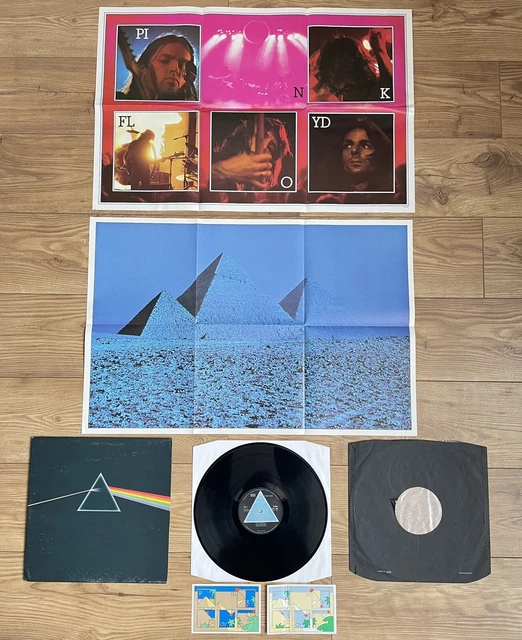 Pink Floyd Dark Side of the Moon UK 1st press solid blue prizm stickers posters