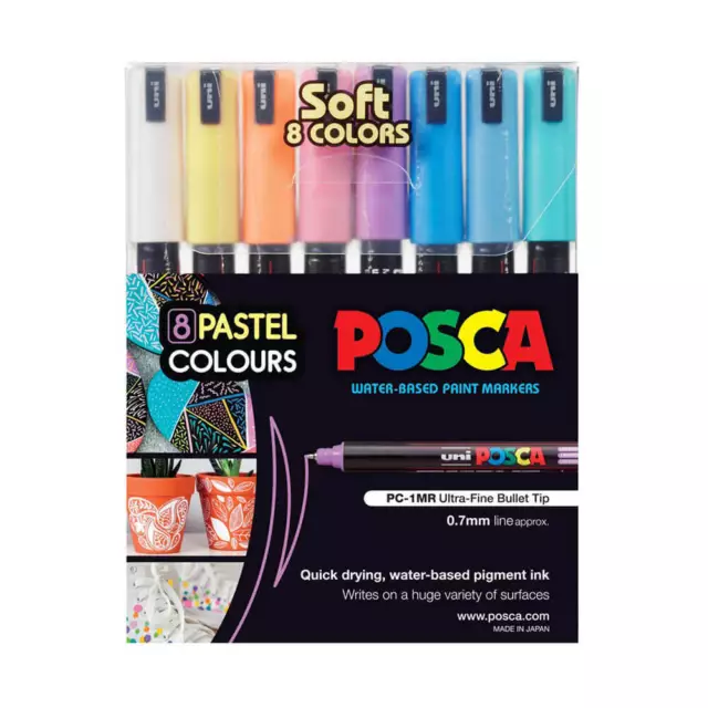 High Quality Uni Posca Extra Fine Tip Paint Marker 0.7mm Assorted Set of 8