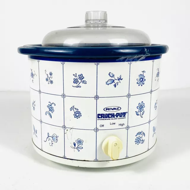 Rival Crock Pot Model 3100 3.5 Quart Slow Cooker Delft Blue Floral