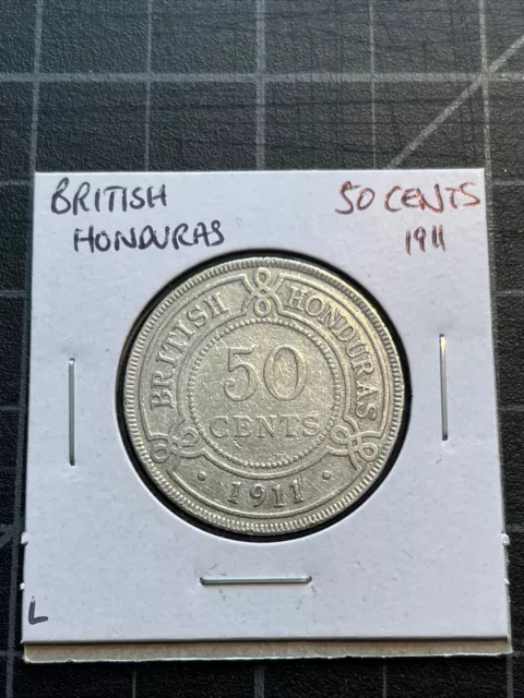 British Honduras Silver 50 Cents 1911