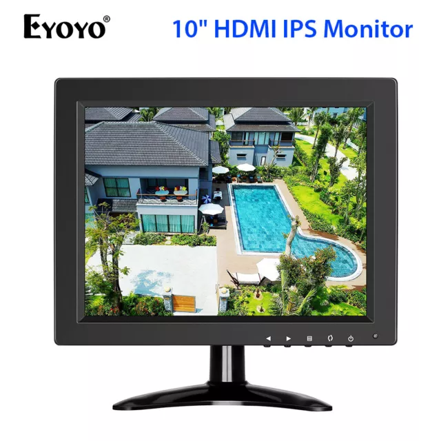 10 "Zoll IPS HDMI Monitor 178 Grad 1024x768 mit BNC HDMI VGA AV für CCTV PC!