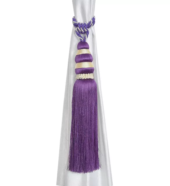 Beautiful Polyester Tassel Rope Curtain Tieback Purple Double lace set of 2 Pcs