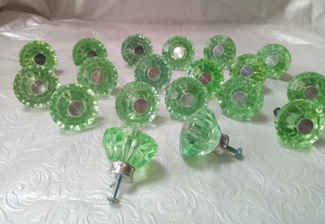 lot de 14 boutons poignées de porte armoire tiroir verts forme diamant