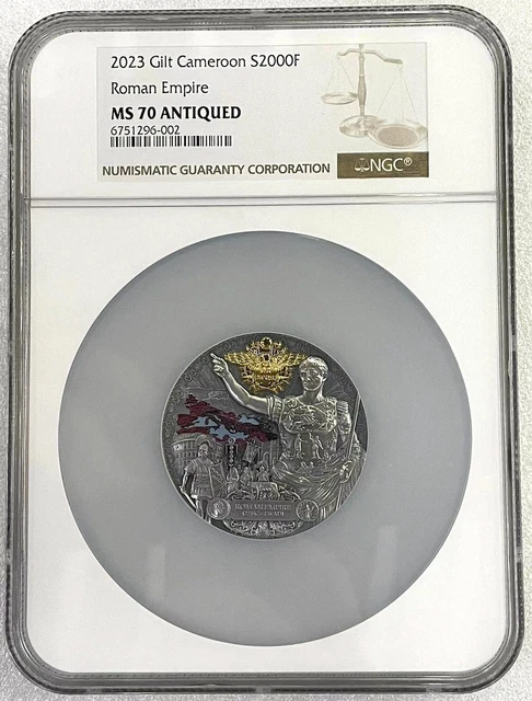 NGC MS70 2023 Cameroon 2oz  Roman Empire Silver Coin . Antiqued