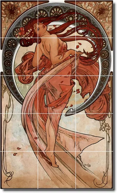 Tile Mural Art Nouveau Dance by Mucha Kitchen Bathroom Backsplash Marble Ceramic